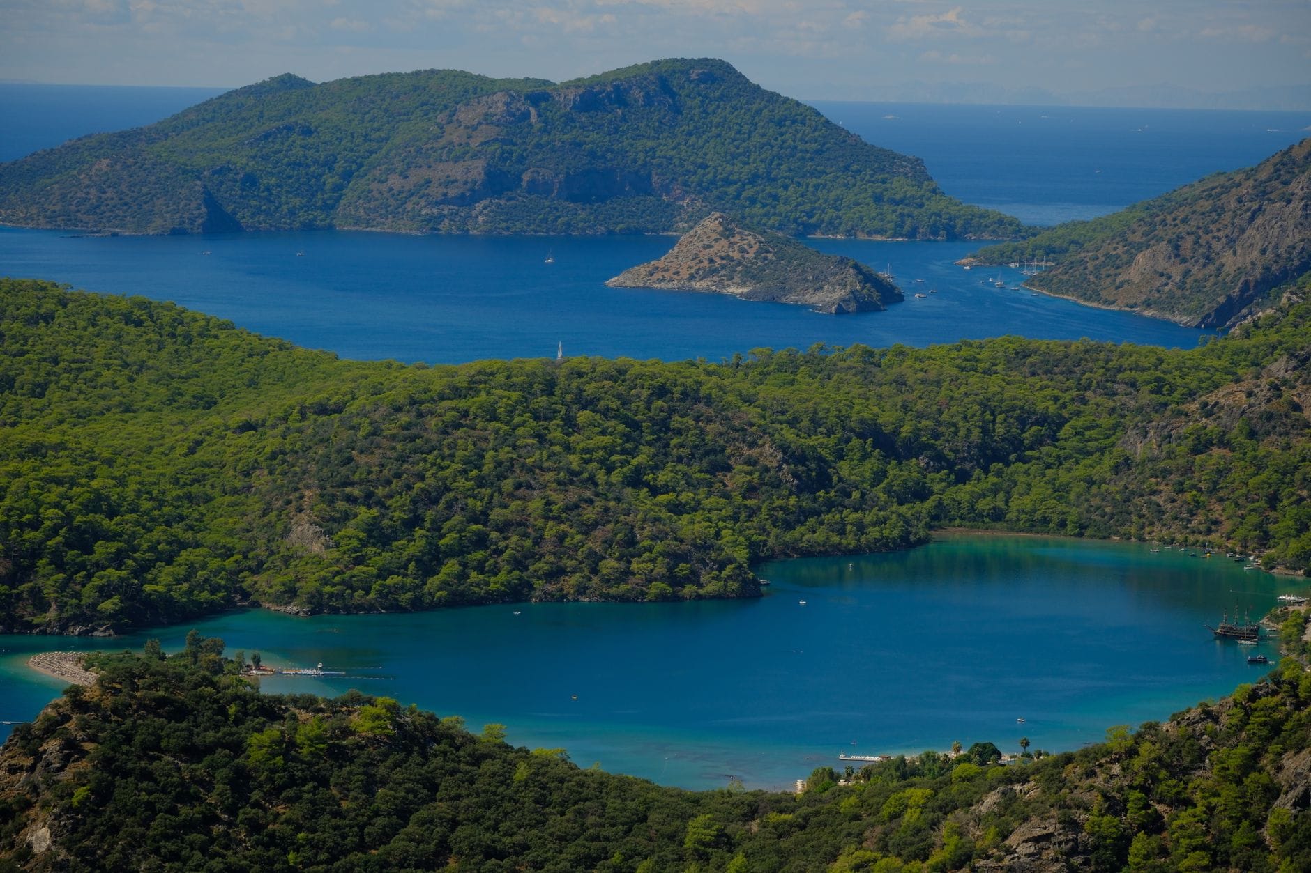 Aerial view of the Blue Lagoon at Oludeniz near Fethiye, Turkey