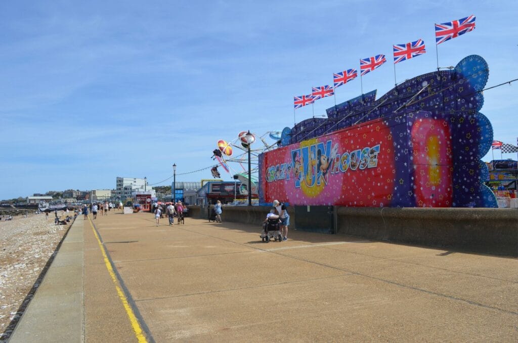 UK staycations 2026 - traditional British seaside promenade with Union Jack bunting