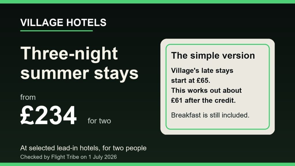 Village Hotels Summer Edit compared with late-availability stays