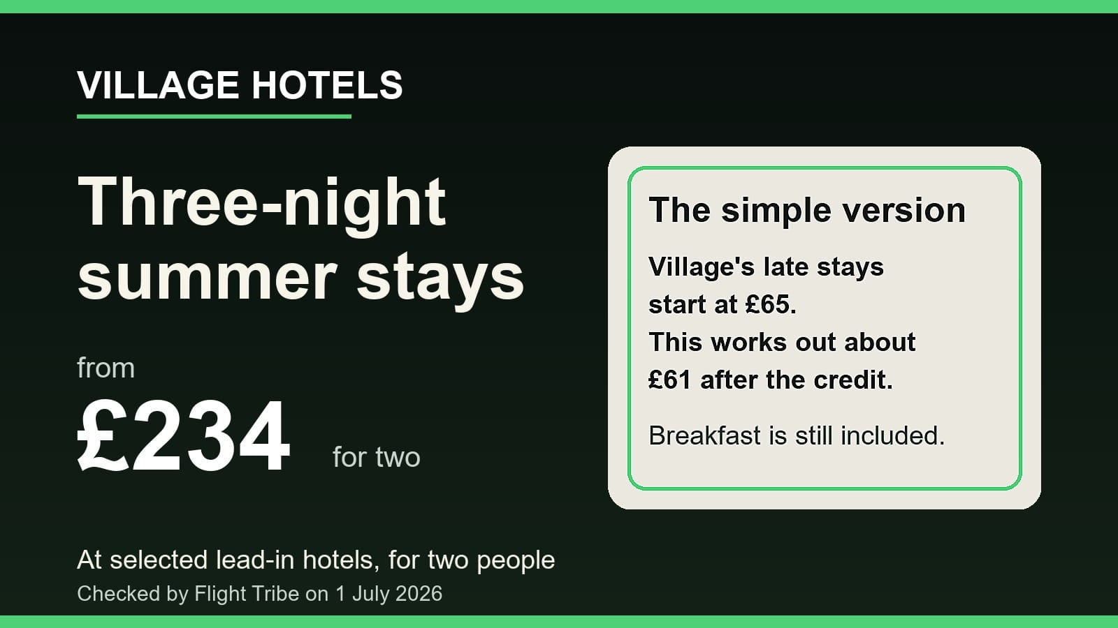 Village Hotels Summer Edit compared with late-availability stays