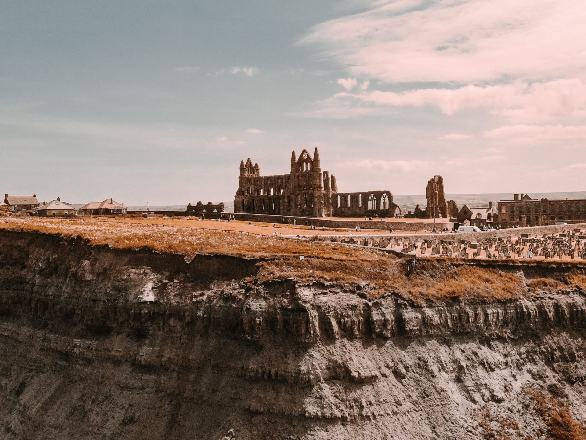Whitby Abbey ruins on the clifftop above Whitby, the setting that inspired Bram Stoker's Dracula