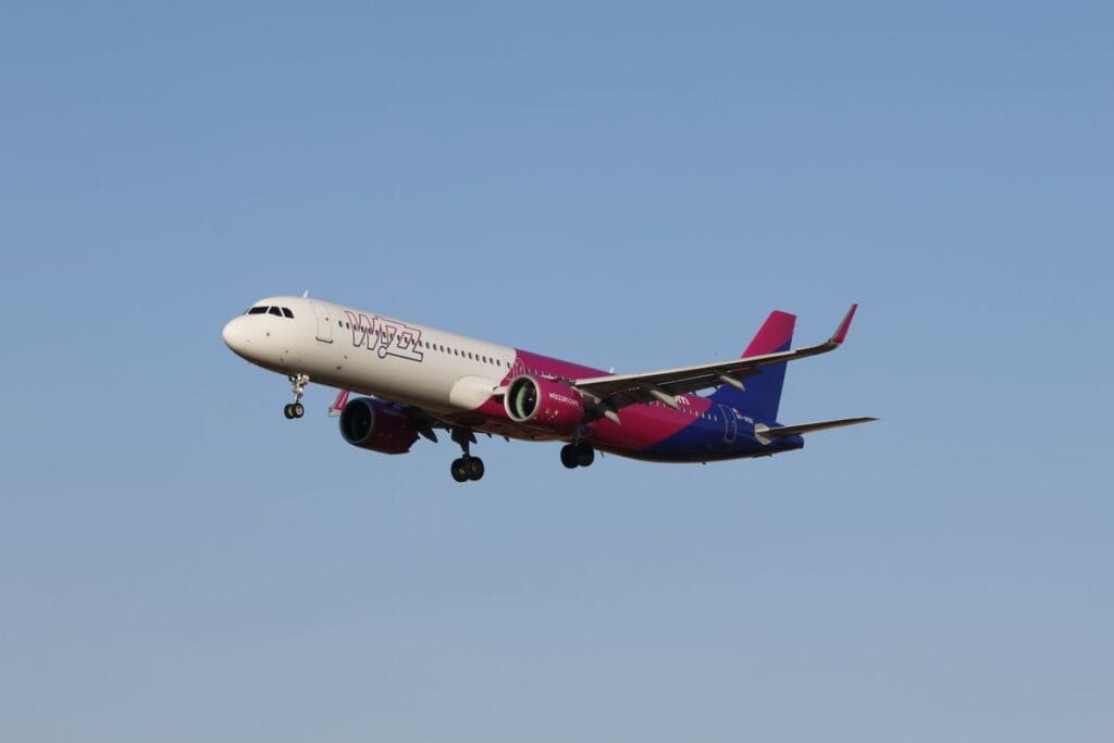 Flying with Wizz Air, aircraft approaching to land at a UK airport