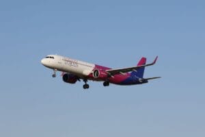 Flying with Wizz Air, aircraft approaching to land at a UK airport