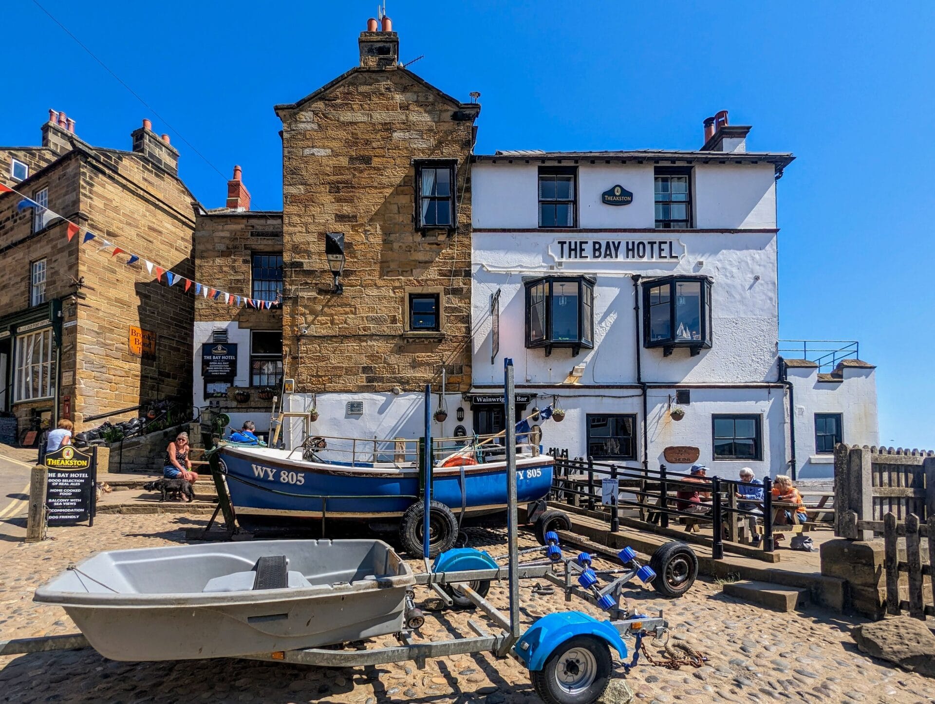 Yorkshire holiday guide: the Bay Hotel at the bottom of Robin Hood's Bay's cobbled slipway