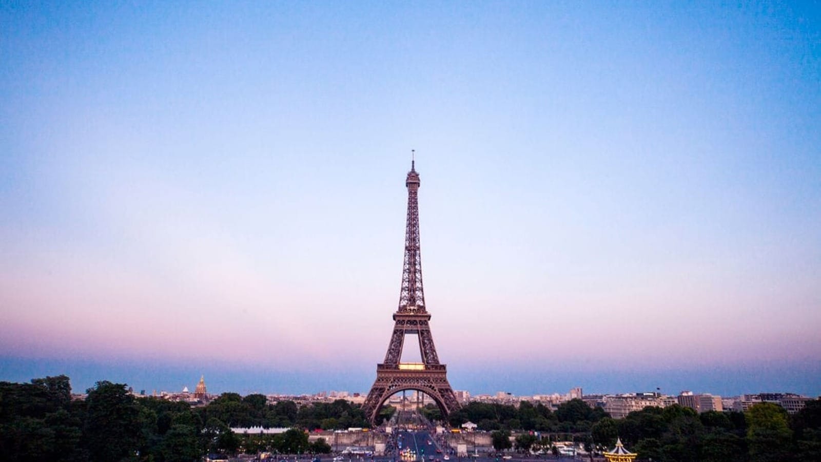 Eiffel Tower in Paris at dusk