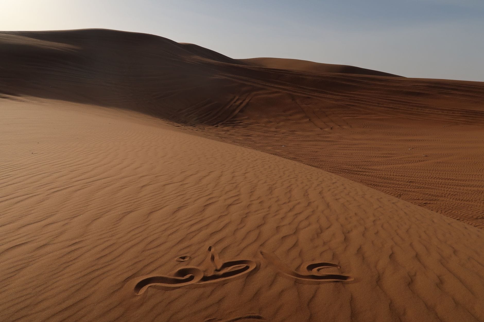 Sand dunes in the desert outside Dubai