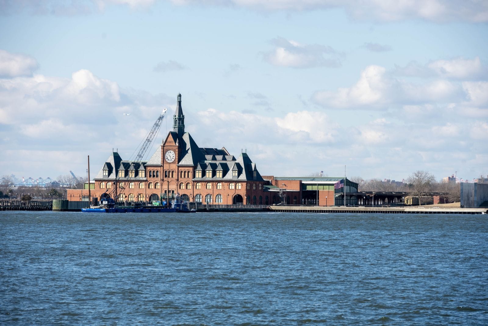 The Ellis Island immigration station and clock tower
