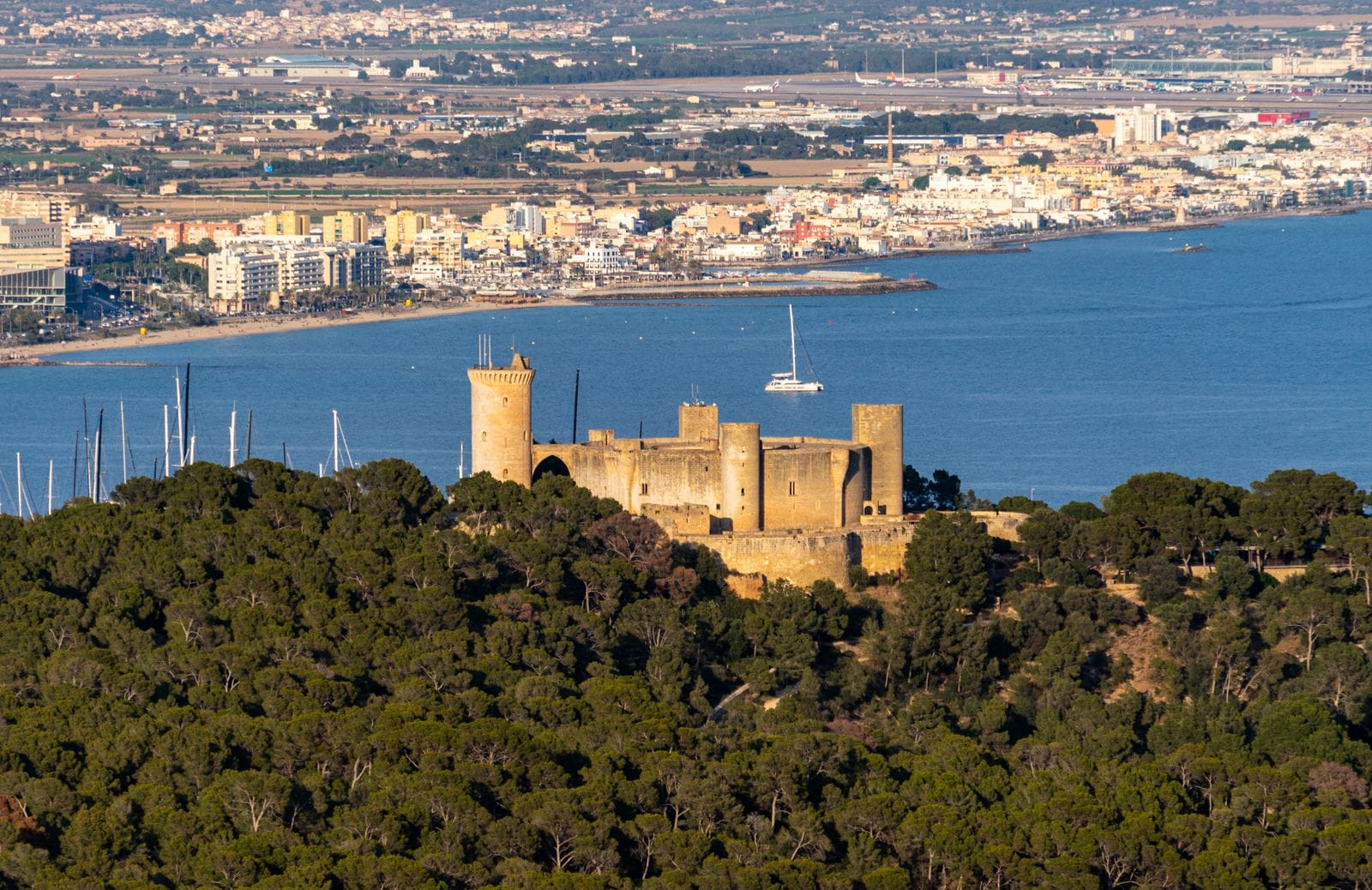Castell de Bellver, a circular medieval castle on a hill above Palma