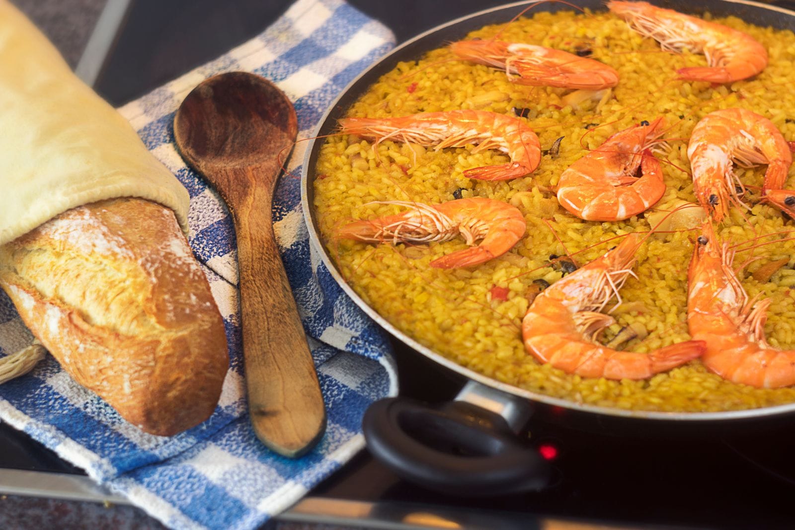 A pan of seafood paella, a dish widely served across Majorca's coastal towns