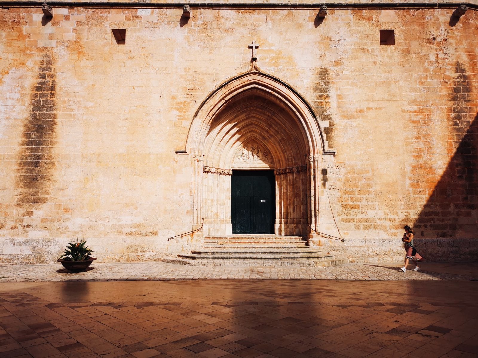 Gothic stone gateway to the Cathedral Basilica of Ciutadella de Menorca