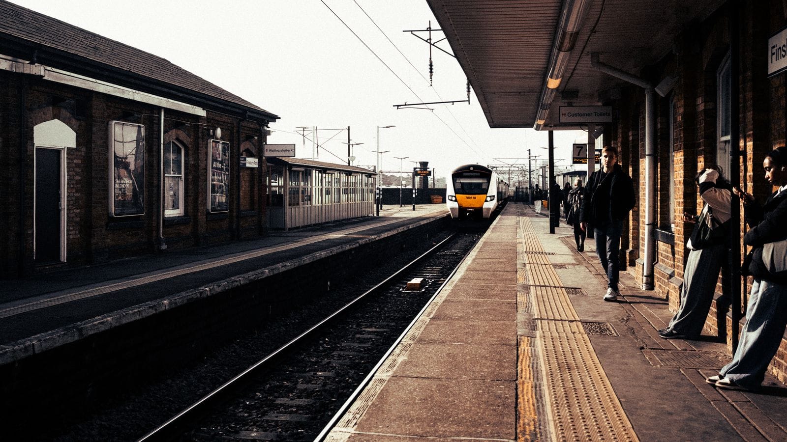 Train arriving at a London railway station