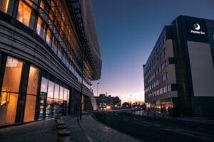 Premier Inn Southampton exterior at dusk
