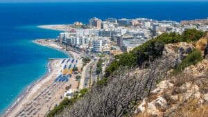 Rhodes coast and beach in Greece