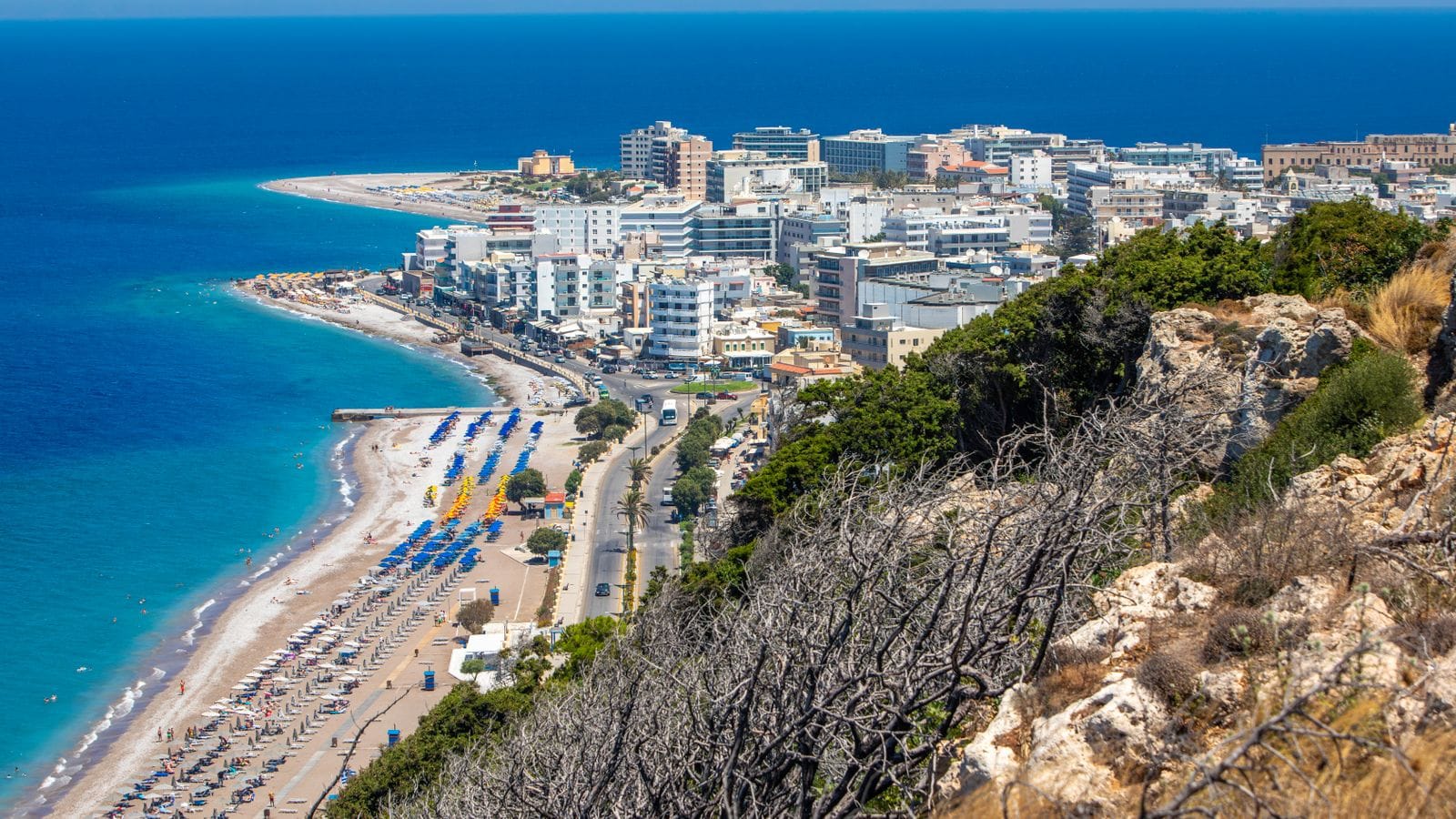 Rhodes coast and beach in Greece