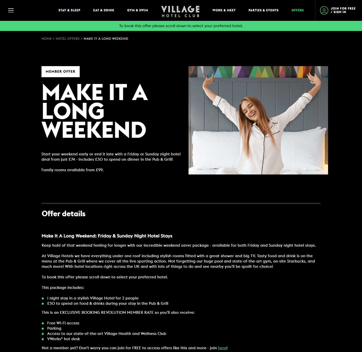 Village Hotels Make It A Long Weekend source page