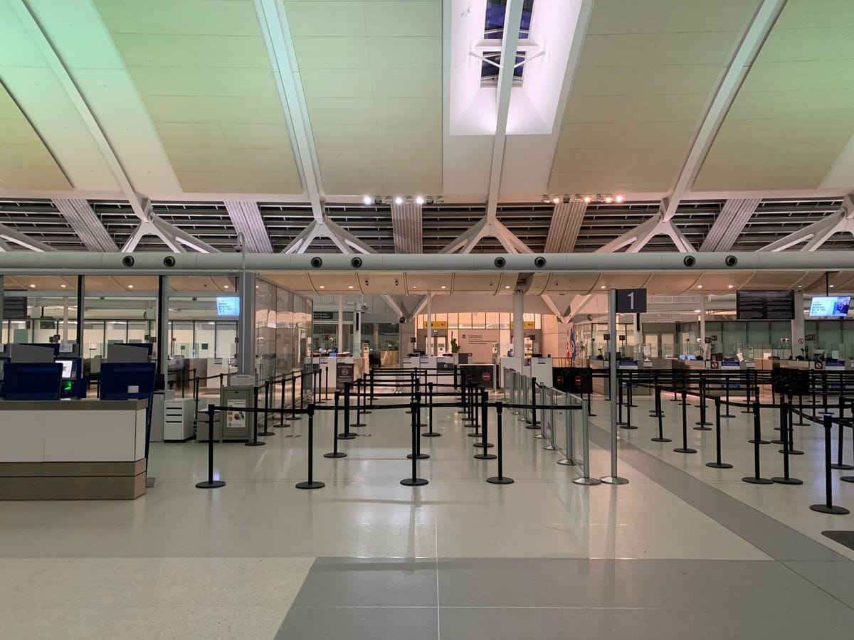Empty airport check-in area, where you can cancel a Virgin Atlantic flight in person