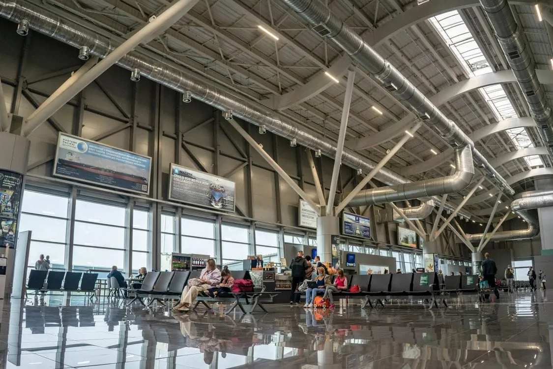 When does Aer Lingus release flights: airport terminal interior at Dublin