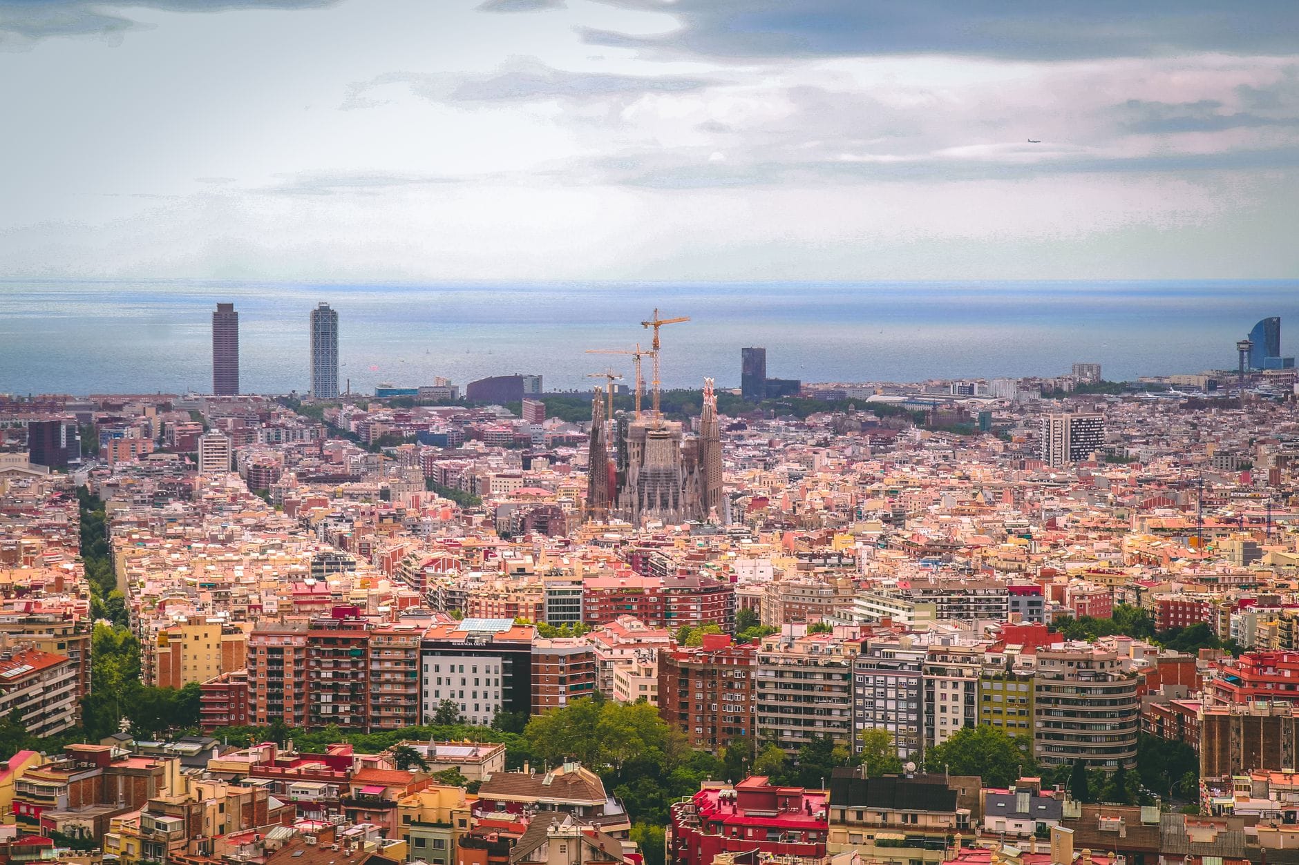 Barcelona's skyline with the Sagrada Família visible among the rooftops