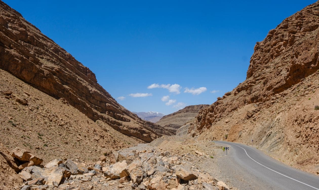 A winding road through the Atlas Mountains, Morocco