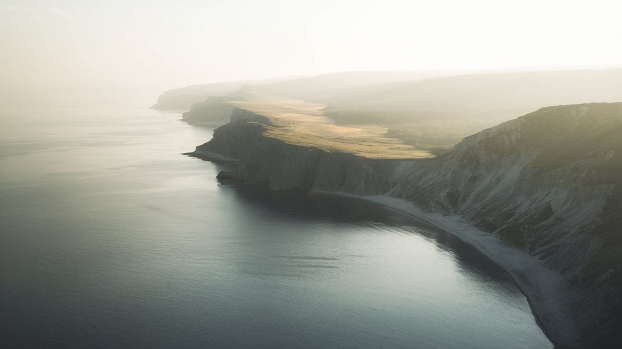 Confused.com reviews: misty cliffs and calm water at sunrise