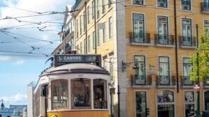 Yellow Lisbon tram on a Portugal itinerary