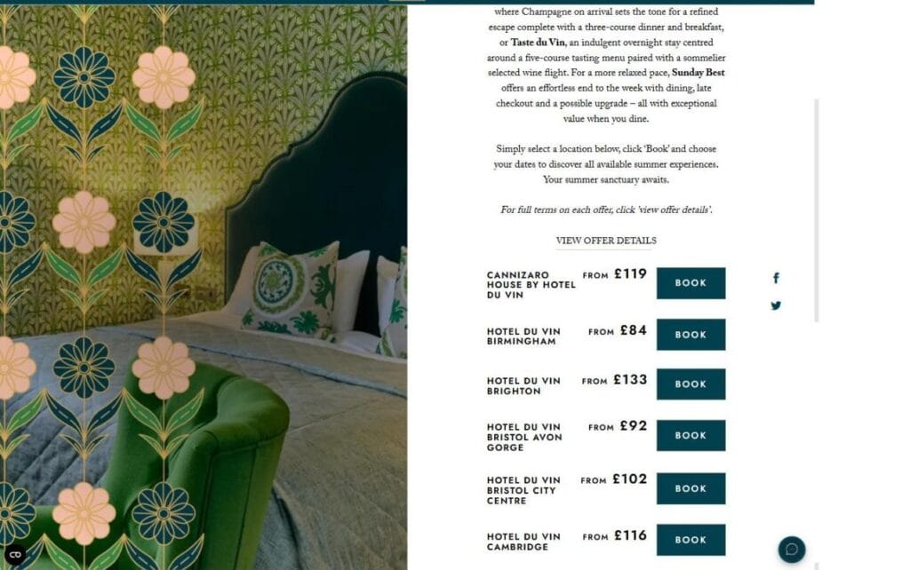 Hotel du Vin Summer Showcase sale listing
