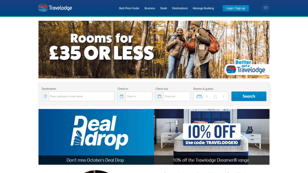 Travelodge Rooms for £35 or less campaign banner