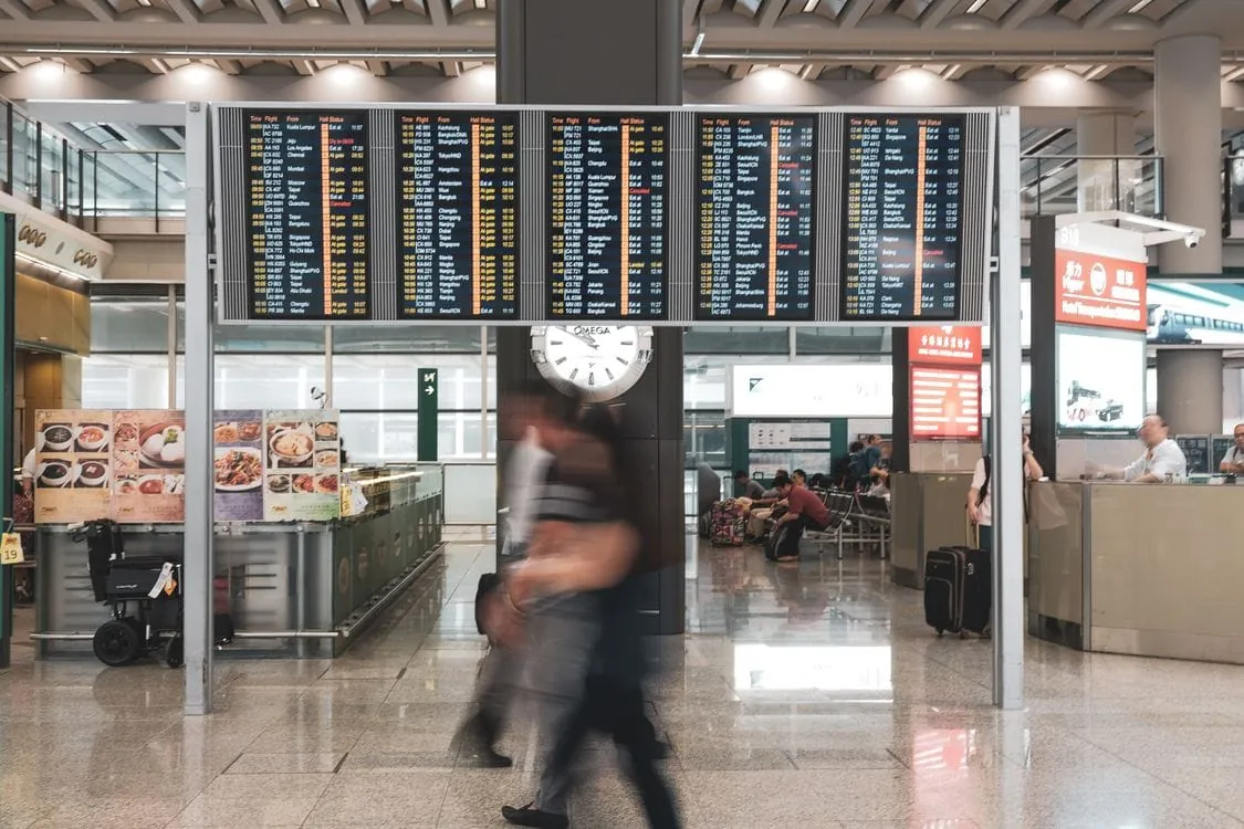 Airport departure information board, where Vueling passengers check newly released flight dates