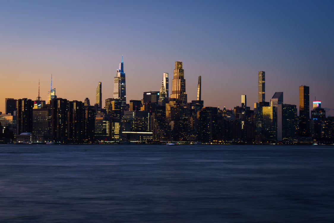 New York skyline at dusk across the water, a long-haul trip Avios points can pay for