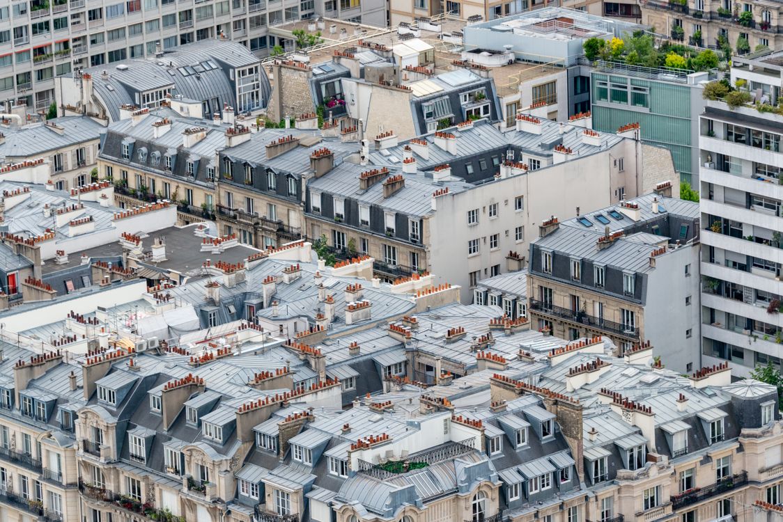 Grey zinc rooftops and chimney pots in Paris, a short-haul trip Avios points can cover