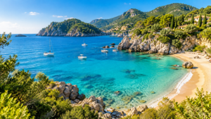Mediterranean cove with turquoise water for Jet2 autumn and winter flights