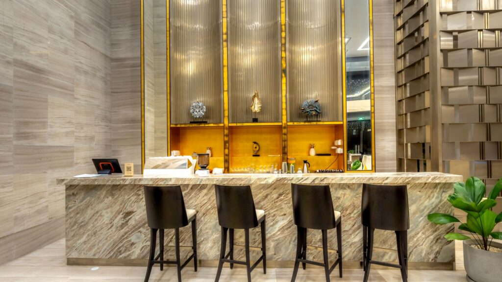 Stylish hotel bar interior for Malmaison autumn stays