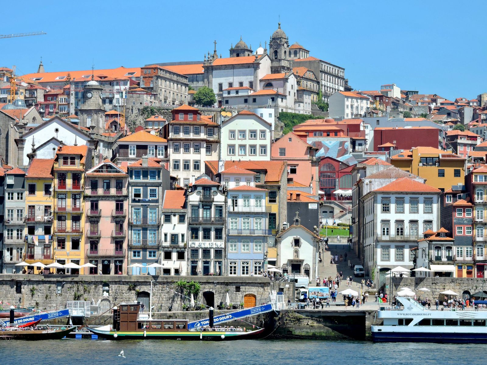 The colourful Ribeira district on the Douro riverfront in Porto, Portugal