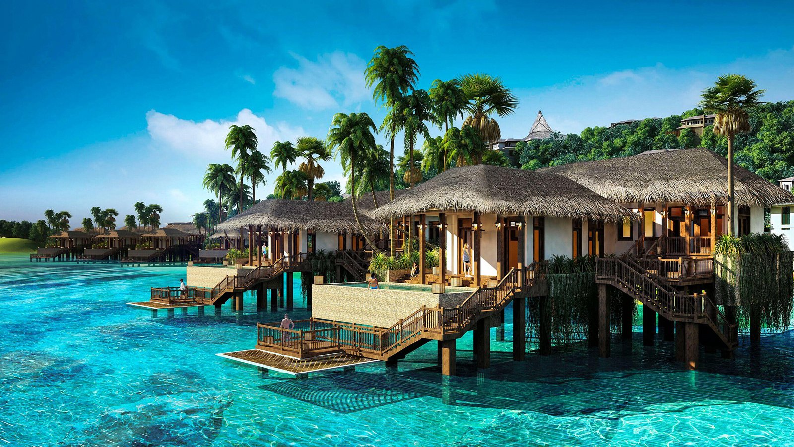 Thatched overwater villas on stilts above turquoise water, used to illustrate the Sandals flash sale on Caribbean holidays